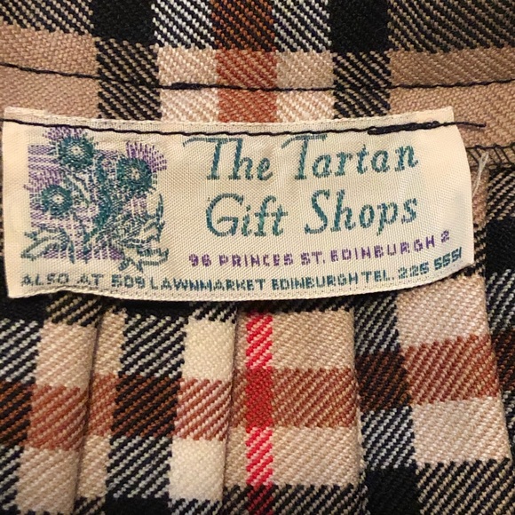 Vintage 60s Scottish Tan Plaid Wool Kilt Skirt - Picture 4 of 5